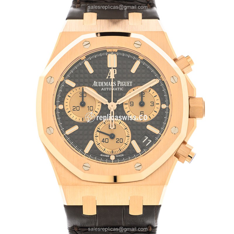 Audemars Piguet 26239OR.OO.D821CR.01 - Automatic - 18kt Rose Gold - Brown Dial - Alligator Brown Strap - Luxury Audemars Piguet Watch