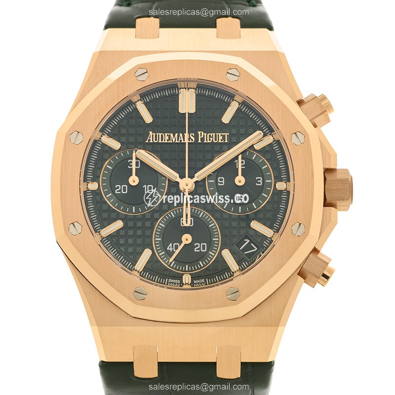 AP 26240OR.OO.D404CR.01 Automatic Replica - Rose Gold Case - Green Dial & Strap - Gold Clasp - Luxury Audemars Piguet Watch