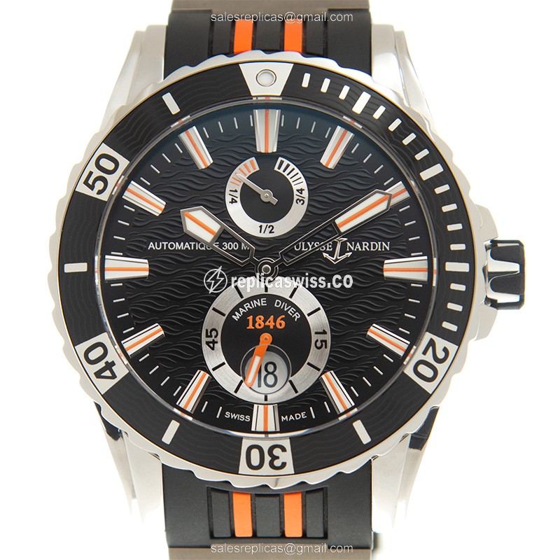 Ulysse Nardin Marine Replica - Automatic - Black Dial - Steel Case - Rubber Strap