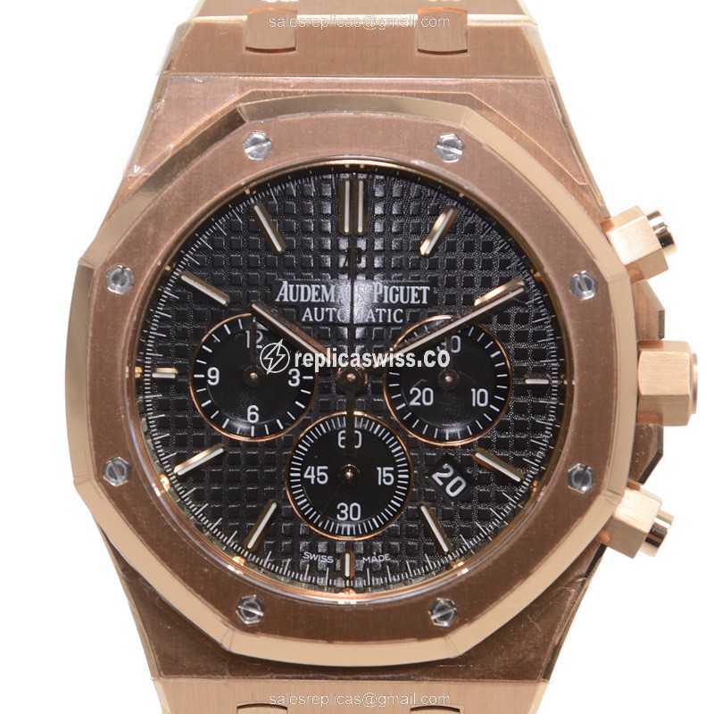 Royal Oak Replica - AP 26320OR.OO.1220OR.01 - Automatic 18kt Gold - Black Dial - Gold Strap