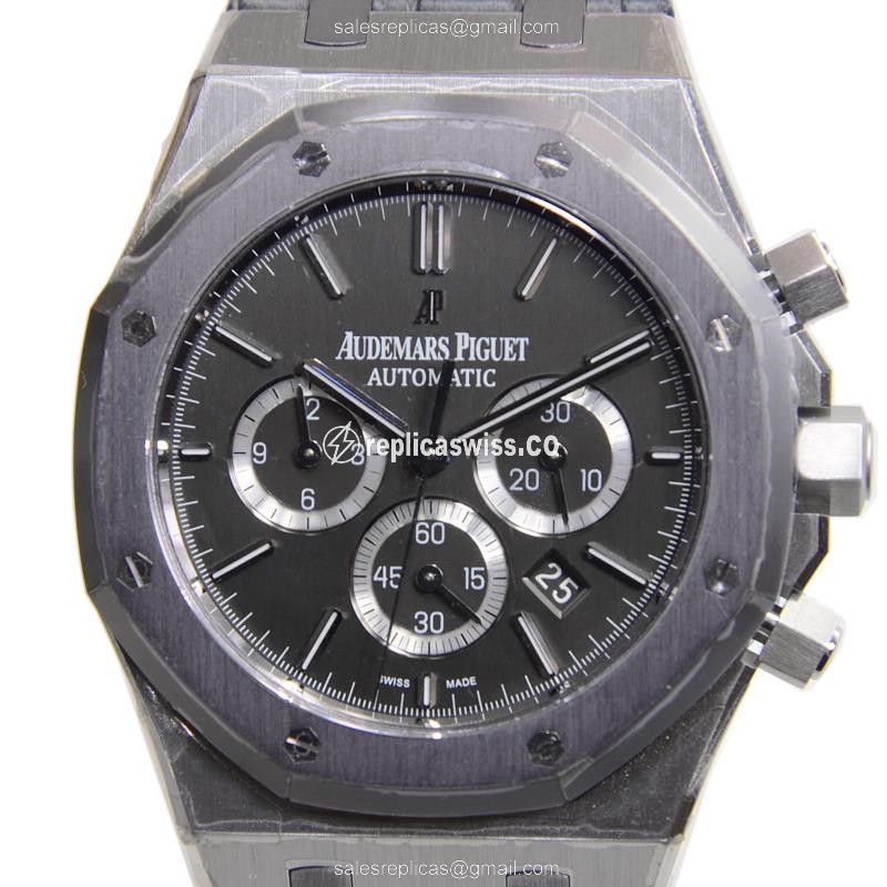 AP Royal Oak Replica - Automatic - Steel Case - Dark Grey - Black Alligator Strap