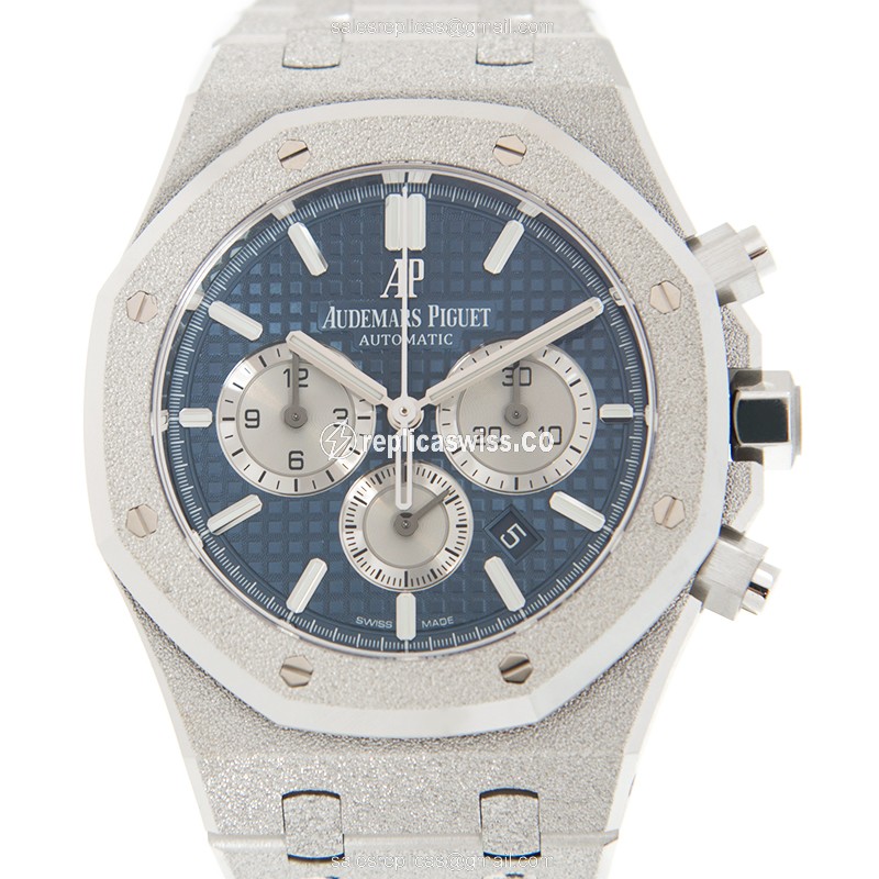 Automatic Replica Audemars Piguet ROYAL OAK - 18kt Gold - Blue Dial - Silver Strap