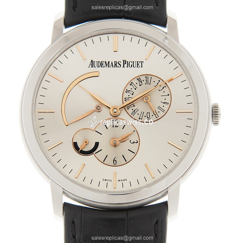 Audemars Piguet Jules Automatic 18kt Gold - Silver Dial - Black Alligator - Clasp