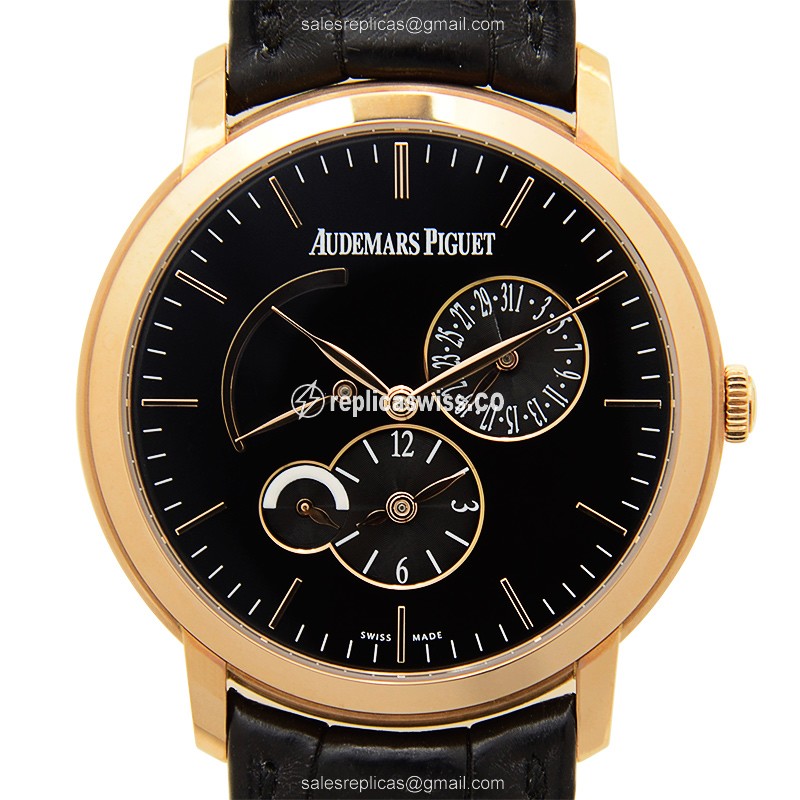 Audemars Piguet Classic 26380OR.OO.D002CR.01 - Automatic - 18kt Rose Gold - Black Dial - Alligator Black Strap
