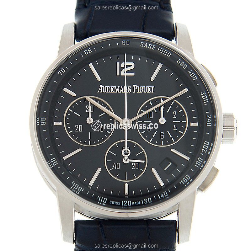 Audemars Piguet 11.59 Replica - Automatic - 18kt White Gold - Blue Dial & Leather Strap - Luxury Replica CODE 11.59 Watch