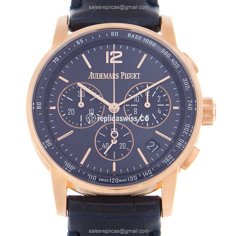 CODE 11.59 Audemars Piguet 26393OR.OO.A321CR.01 Replica - Automatic - Rose Gold Case - Blue Dial & Strap - Buckle Clasp - Luxury Replica CODE 11.59 Watch