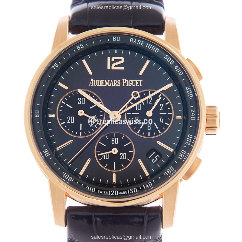 Audemars Piguet 11.59 Replica - Automatic 18kt Rose Gold - Purple Dial, Alligator Strap - Buckle Clasp - Luxury Replica CODE 11.59 Watch