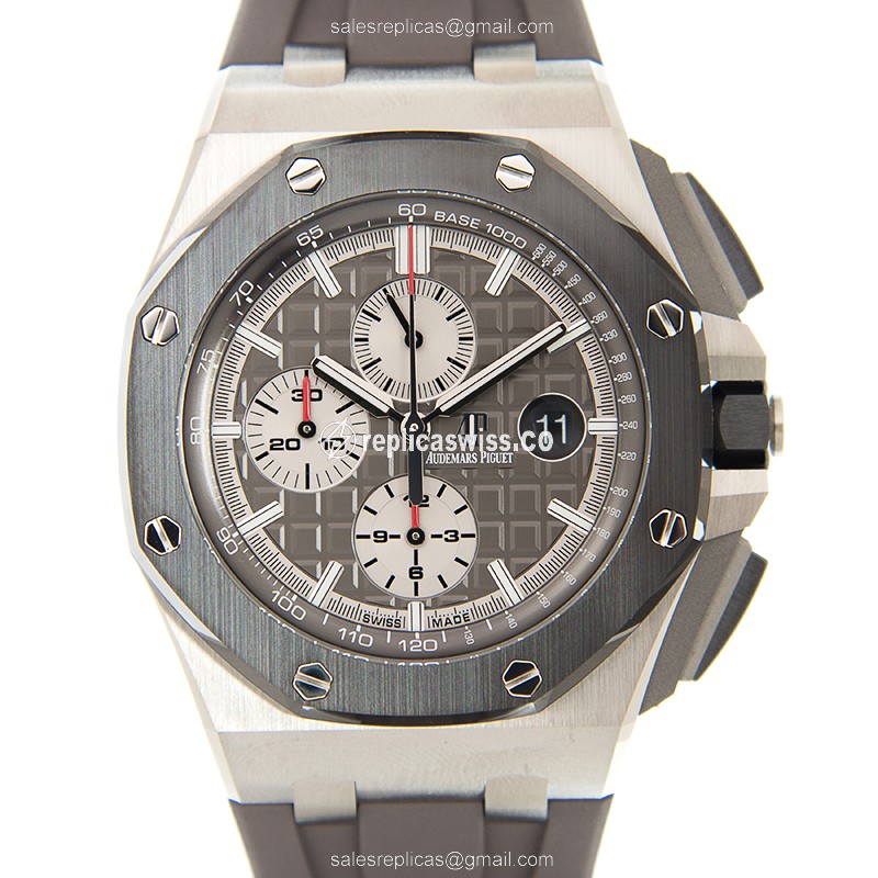 Automatic ROYAL OAK OFFSHORE - Titanium Case - Gray Dial - Rubber Strap - Buckle Clasp