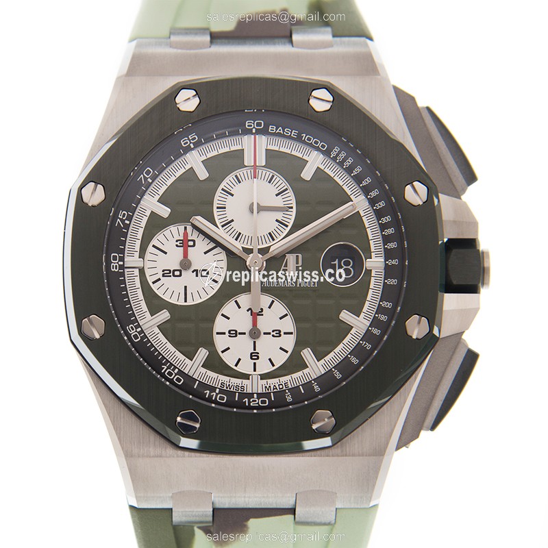 Audemars Piguet Royal Oak Offshore Replica - Automatic - Green Dial - Rubber Strap - Buckle Clasp