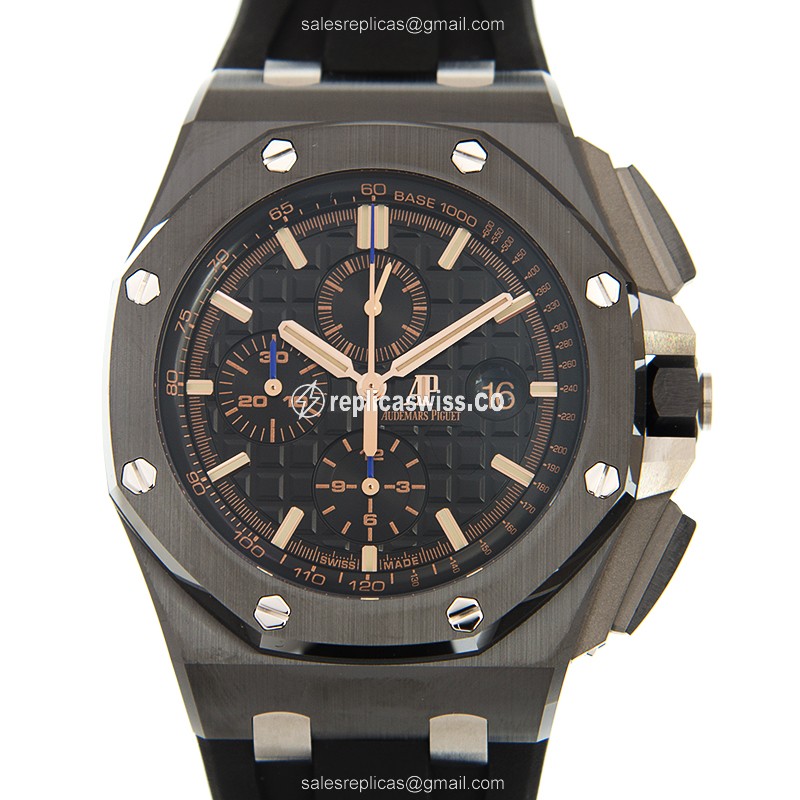 Audemars Piguet Royal Oak Offshore Replica - Automatic Ceramic Case - Black Dial - Rubber Strap - Black Buckle