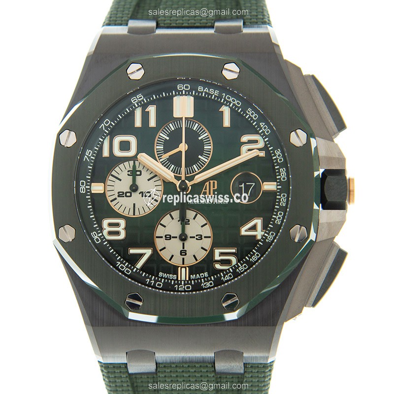 Audemars Piguet Royal Oak Offshore Replica - Automatic Ceramic - Green Dial - Green Rubber Strap