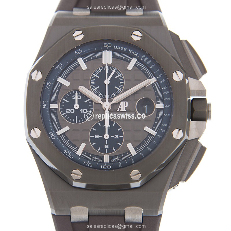 AP Royal Oak Offshore Replica - Automatic - Ceramic Case - Gray Dial - Rubber Strap - Grey Buckle