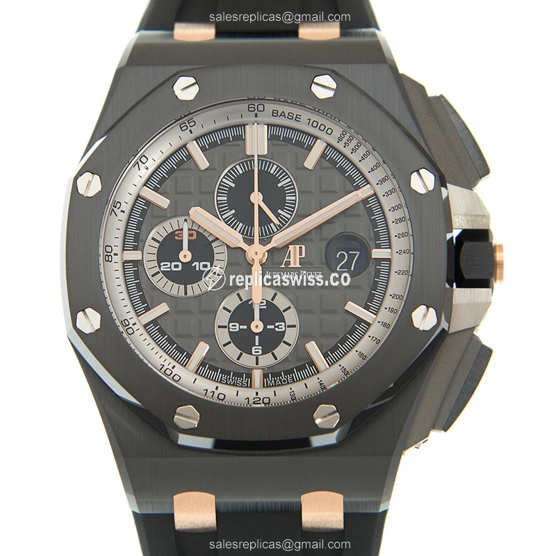 AP Royal Oak Offshore Replica - Automatic - Steel Case - Gray Dial - Black Rubber Strap