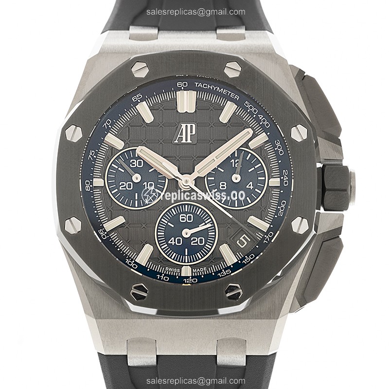 Rolex Royal Oak Offshore Replica - Automatic - Titanium - Gray Dial - Grey Rubber Strap - Buckle Clasp