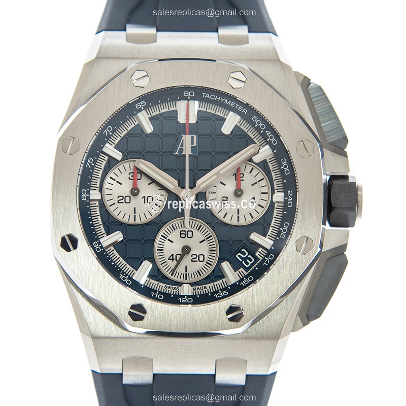 Audemars Piguet Royal Oak Offshore Replica - Automatic Titanium Case - Blue Dial - Blue Rubber Strap