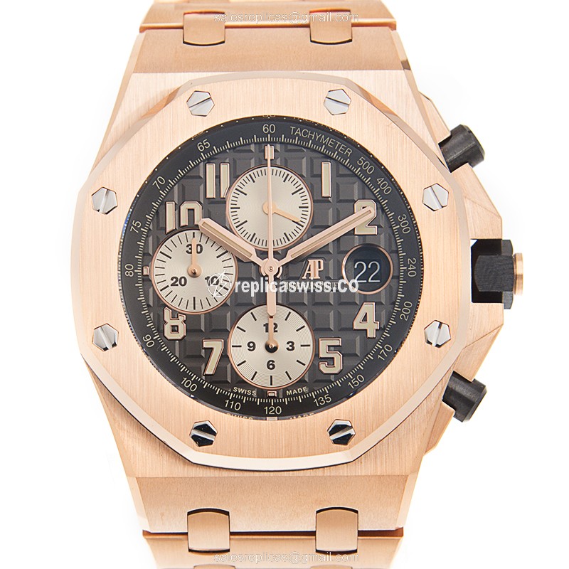 Audemars Piguet Royal Oak Offshore Replica - Automatic - 18kt Rose Gold - Gray Dial - Gold Strap