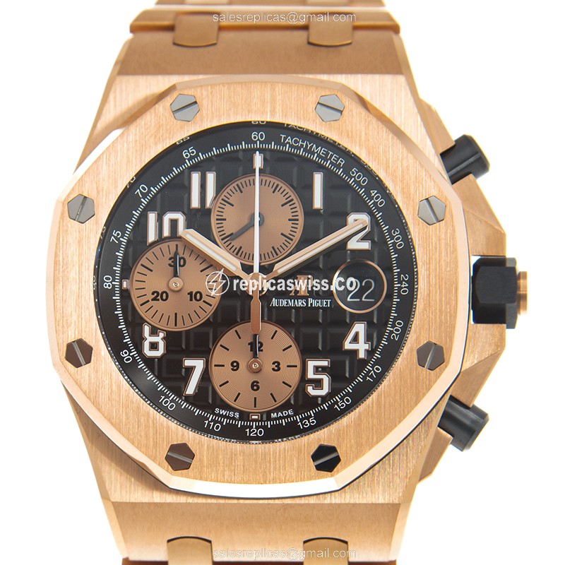 Audemars Piguet ROYAL OAK OFFSHORE 26470OR.OO.1000OR.03 - Automatic 18kt Gold Case - Black Dial - Gold Strap