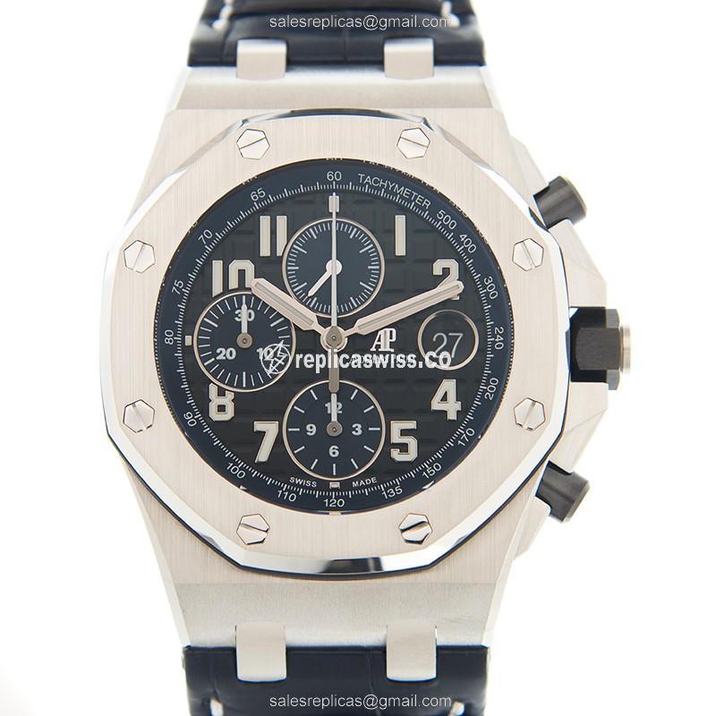 Audemars Piguet Royal Oak Offshore Replica - Automatic - Black - Blue Alligator - Buckle