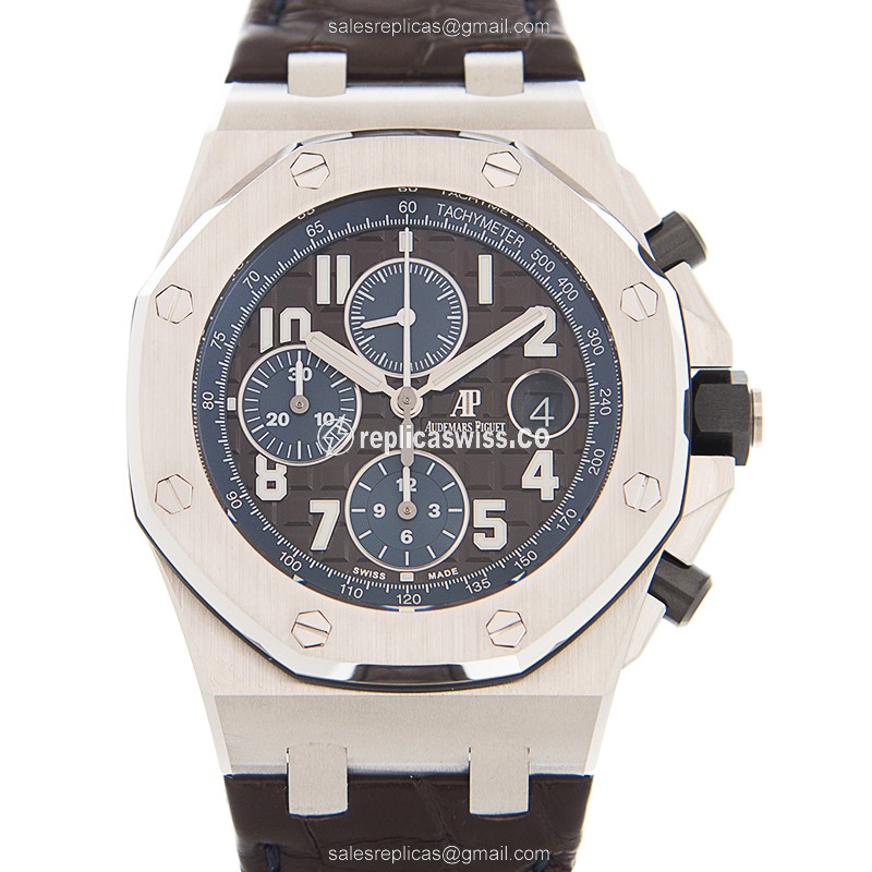 Audemars Piguet Royal Oak Offshore Replica - Automatic - Brown Dial - Steel Case - Brown Alligator Strap