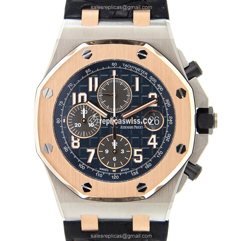 Audemars Piguet Royal Oak Offshore - Auto - 18kt Rose Gold/Steel - Blue Dial - Rubber Black Strap - Luxury Replica ROYAL OAK OFFSHORE Watch