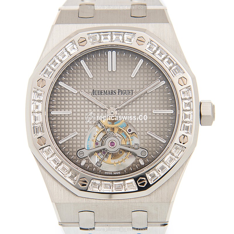 Audemars Piguet ROYAL OAK Replica - Automatic - 950 Platinum - Diamond-Set - Gray Dial
