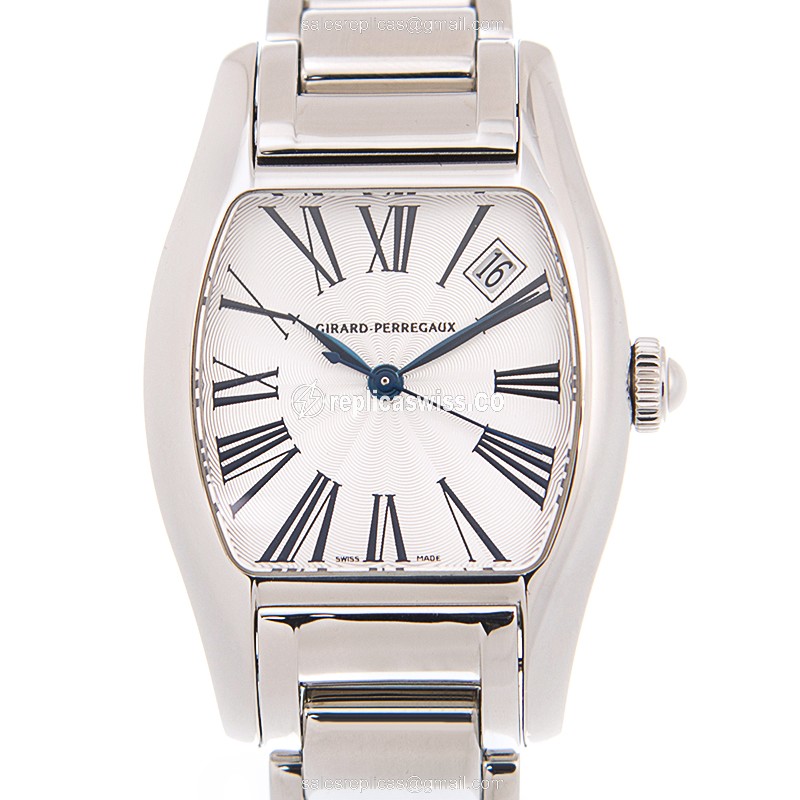 Girard Perregaux Richeville Replica - Automatic - Stainless Steel Case - Silver Dial - Steel Band