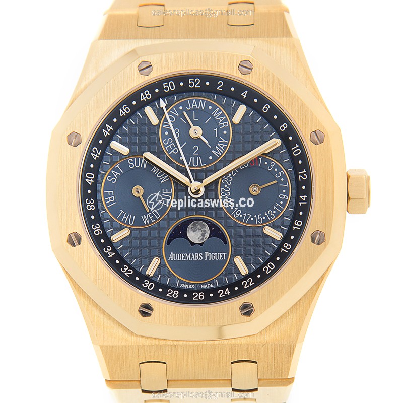 Audemars Piguet ROYAL OAK - Auto - 18kt Gold - Blue Dial - Gold Strap