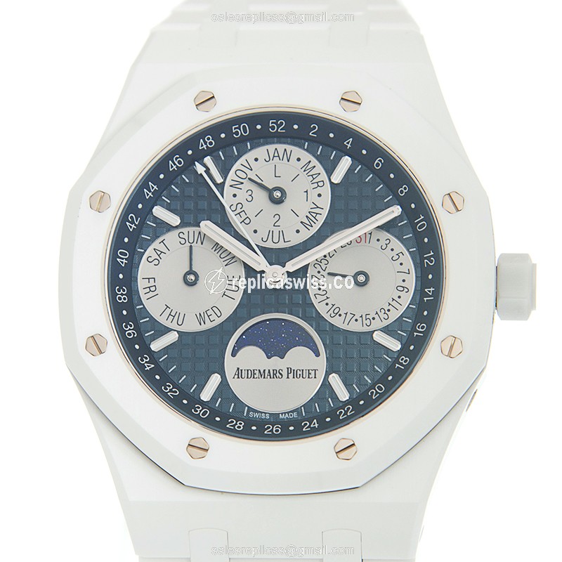 Royal Oak Replica - Audemars Piguet - Automatic - Ceramic Case - Blue Dial - White Ceramic Strap