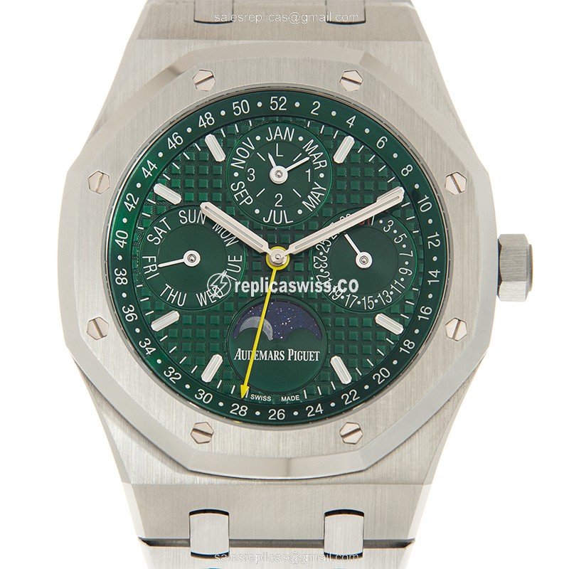 Rolex ROYAL OAK Automatic - Green Dial - Steel Case - Silver Strap - Clasp