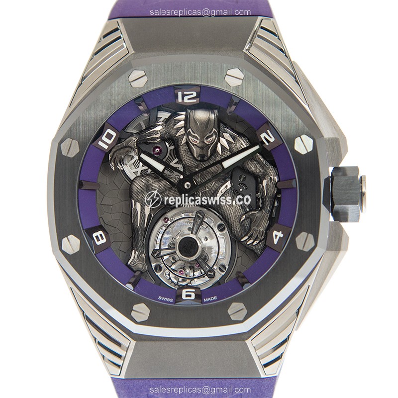 Audemars Piguet Royal Oak Concept - Manual Wind - Titanium Ceramic - Silver Dial - Purple Rubber Strap