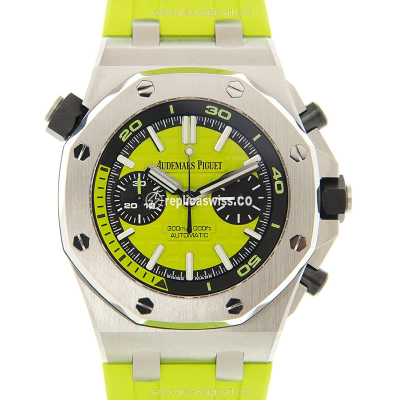 Audemars Piguet Royal Oak Offshore Replica - Automatic - Green Dial - Rubber Green Strap - Buckle Clasp - Luxury Replica ROYAL OAK OFFSHORE Watch