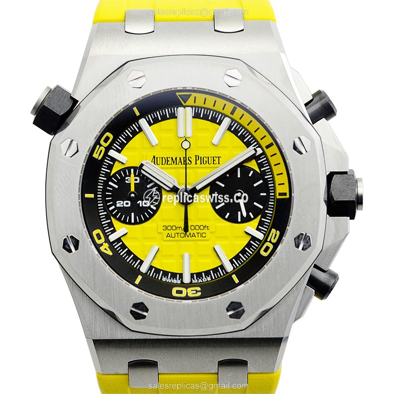 Audemars Piguet Royal Oak Offshore Replica - Automatic - Yellow Dial - Rubber Strap - Buckle Clasp - Luxury Replica ROYAL OAK OFFSHORE Watch
