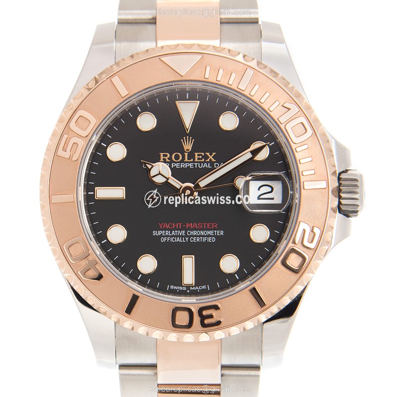Rolex Yacht Master 268621-0004 Replica - Automatic - Rose Gold & Steel - Black Dial - Luxury Replica YACHT MASTER Watch