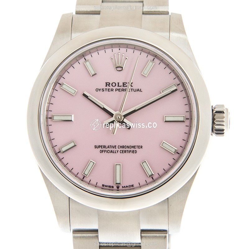 Rolex 277200-0009 Replica - Automatic - Steel Case - Pink Dial - Silver Strap - Luxury Replica OYSTER PERPETUAL Watch