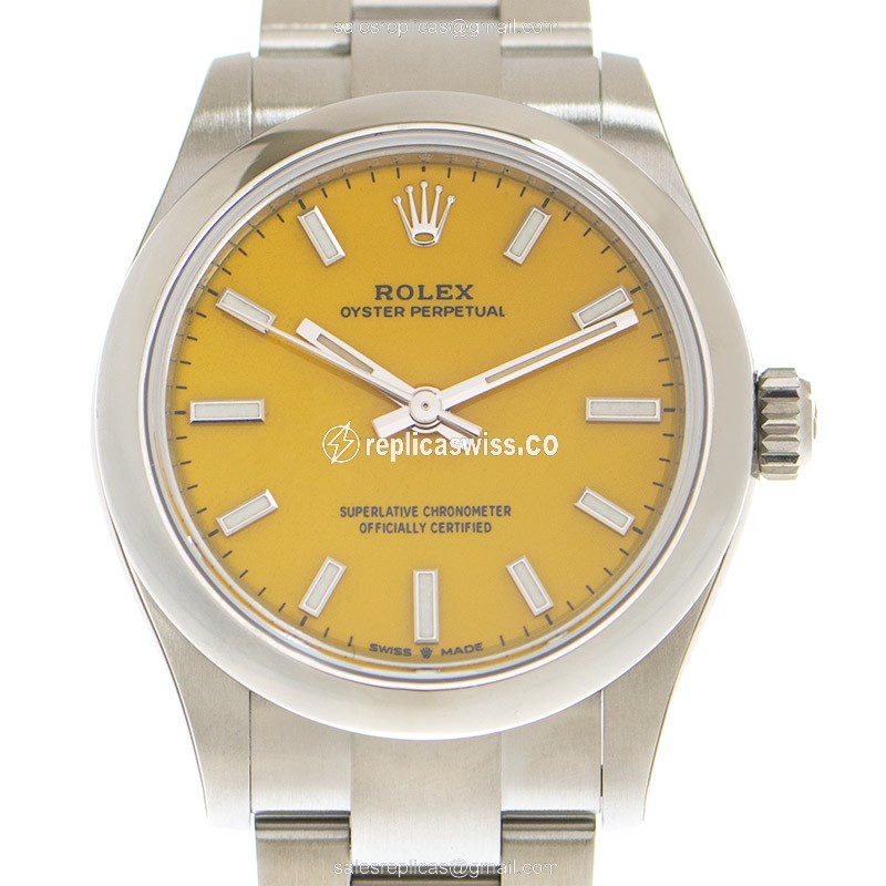 Rolex 277200-0005 Replica - Automatic | Steel Case | Yellow Dial | Silver Clasp & Steel Strap