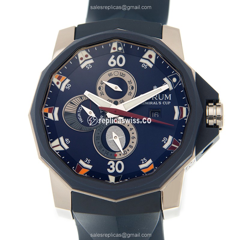 Corum Admiral's Cup - Automatic - Titanium - Blue Dial - Rubber Blue Strap