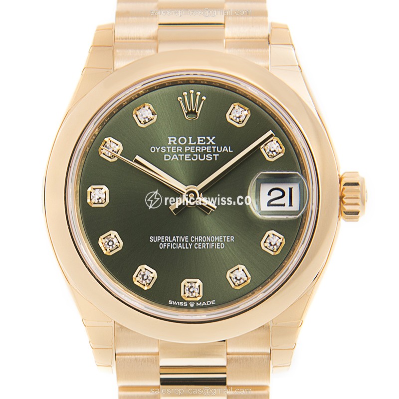 Rolex Datejust Replica - Automatic - Green Dial - Gold Clasp