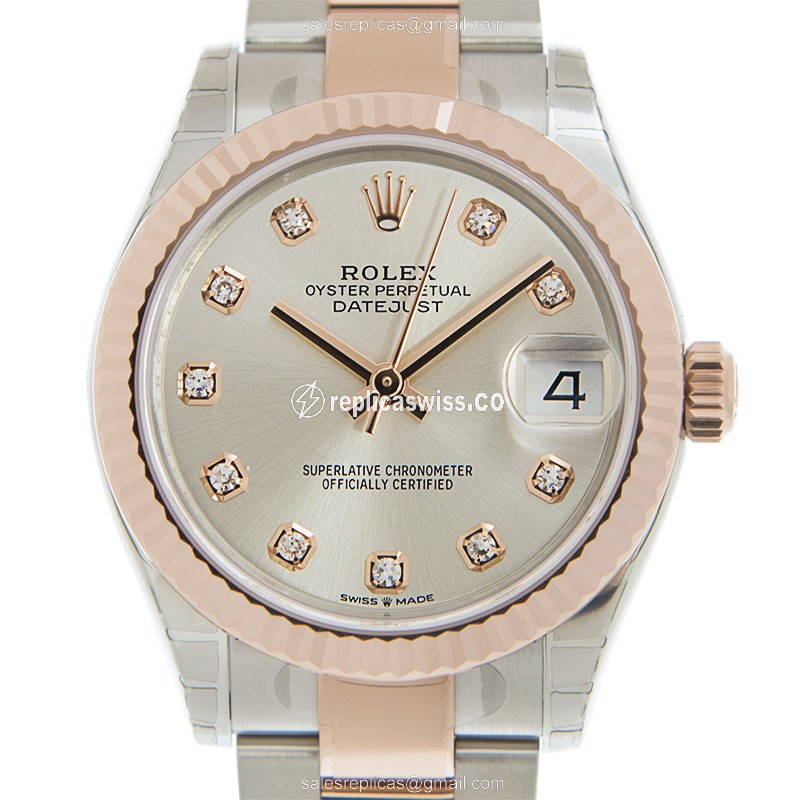 Rolex Datejust Replica - Automatic - 18kt Rose Gold Case, Silver Dial