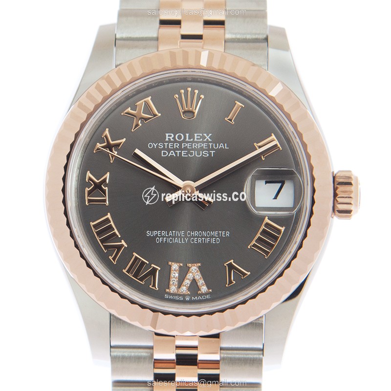 Rolex DATEJUST Replica - Automatic - Rose Gold & Steel - Gray Dial