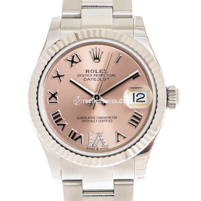 Rolex DATEJUST Replica - Automatic - White Gold & Steel - Pink Dial