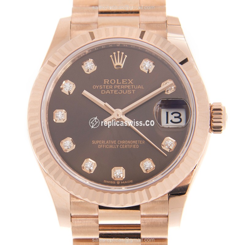 Rolex Datejust Replica - 18kt Rose Gold - Automatic - Brown Dial