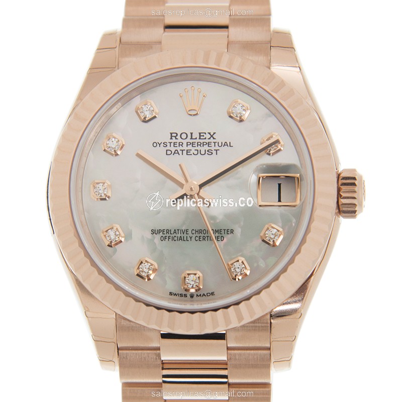 Rolex Datejust Replica - Automatic - White Dial - 18kt Gold Case & Clasp