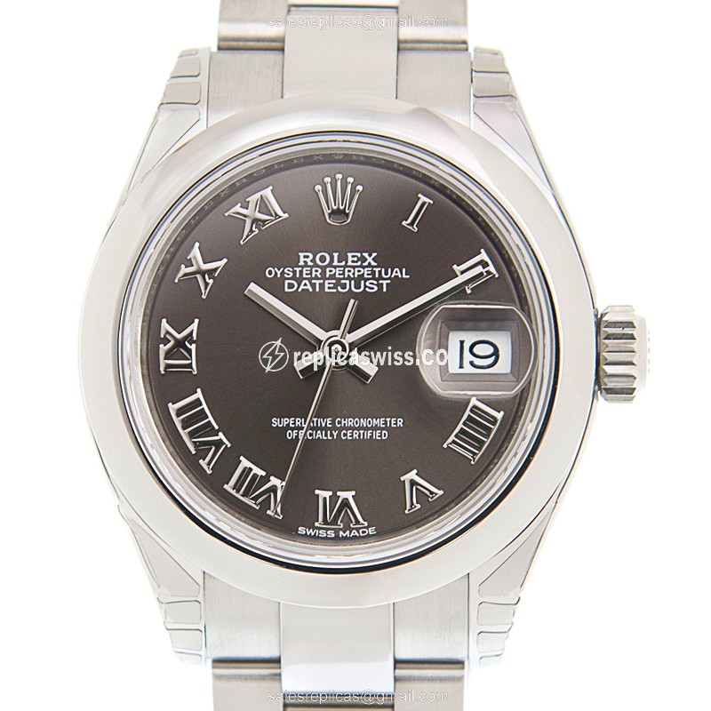 Rolex Lady Datejust Replica - Automatic - Stainless Steel - Gray Dial on Silver Strap