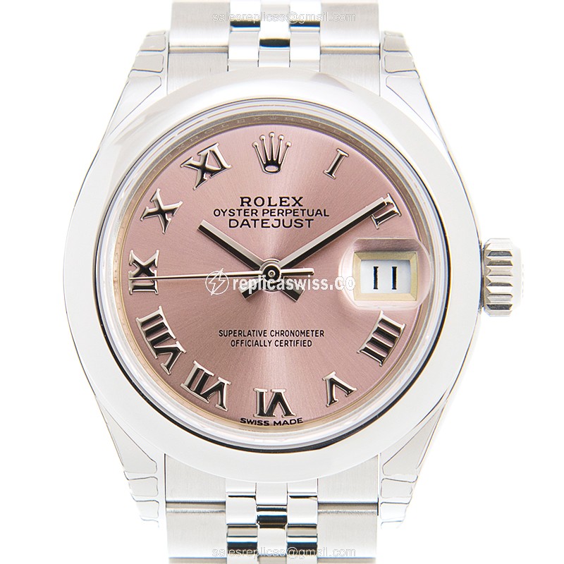 Rolex Datejust Replica - Automatic - Stainless Steel - Pink Dial on Silver strap