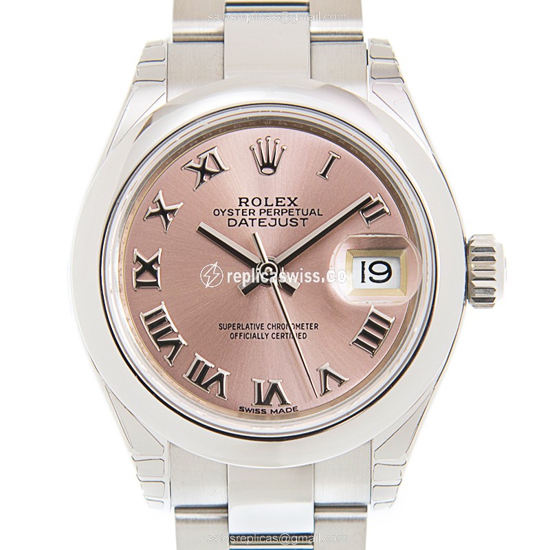 Rolex Lady Datejust Replica - Automatic - Pink Dial on Silver Steel Strap