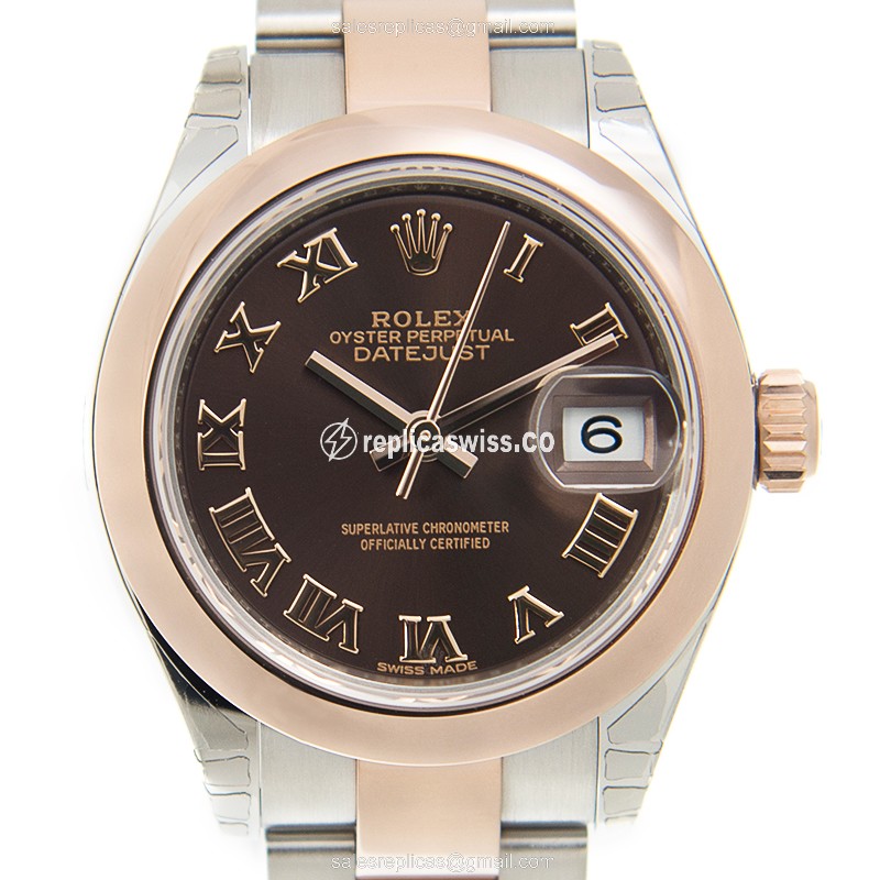 Rolex Datejust Replica - Automatic - 18kt Rose Gold & Steel - Brown Dial