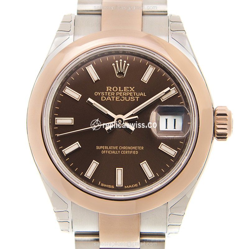 Rolex Datejust Replica - Automatic - 18kt Rose & Steel - Brown Dial