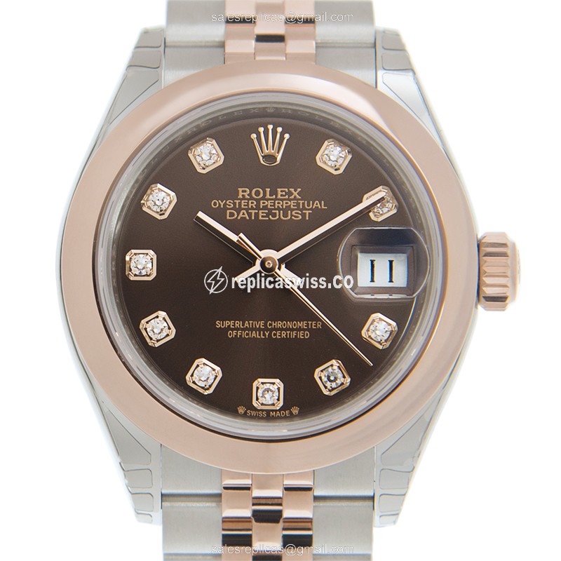 Rolex Datejust Replica - 18kt Rose Gold & Steel - Automatic - Brown Dial