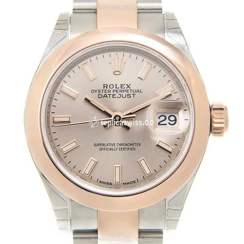 Rolex Lady Datejust Replica - Auto - 18kt Rose Gold/Steel - Pink Dial