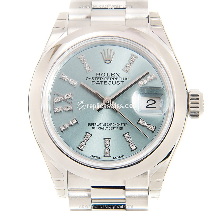 Rolex Datejust Replica - Automatic - Platinum - Blue Dial, Gold Clasp, Silver Strap